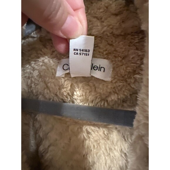 Calvin Klein Beige Sherpa Fleece Zip Jacket – Textured Cozy XL - Picture 3 of 6